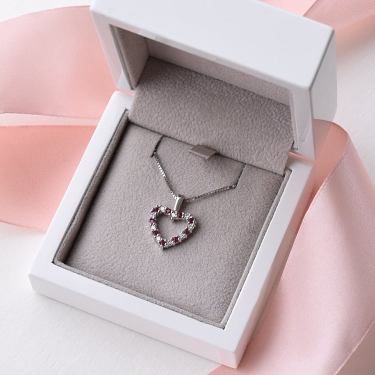 Diamantové srdce s rubínmi 78452