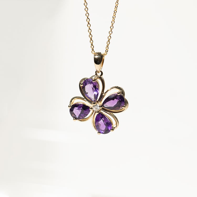 Prívesok s ametystovým štvorlístkom Ravis 137100