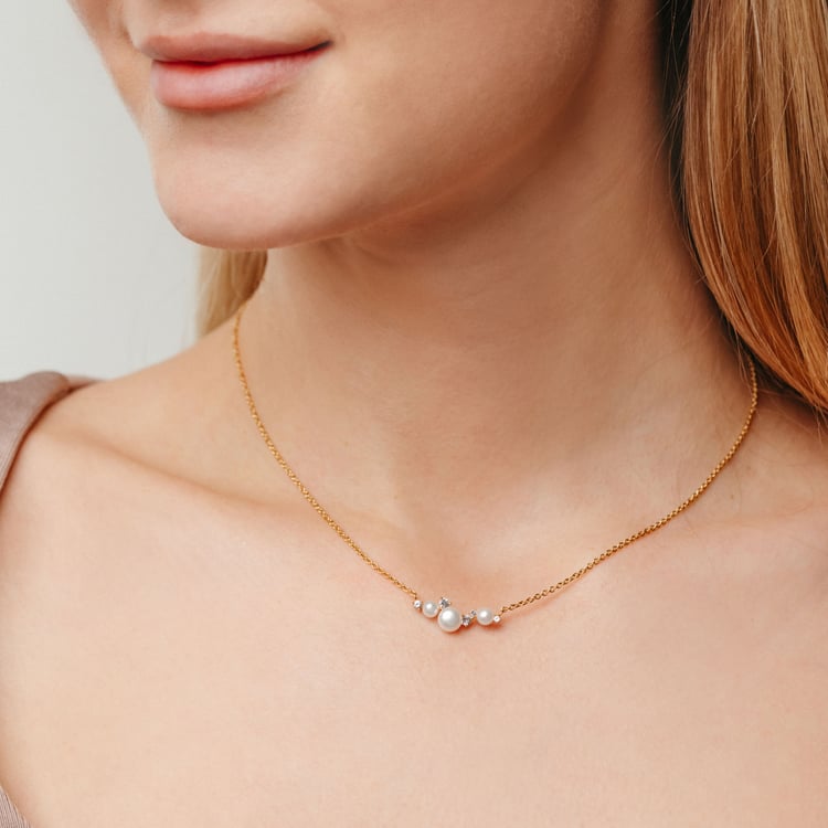 Strieborný perlový náhrdelník s bielymi topásmi Tahira 163953