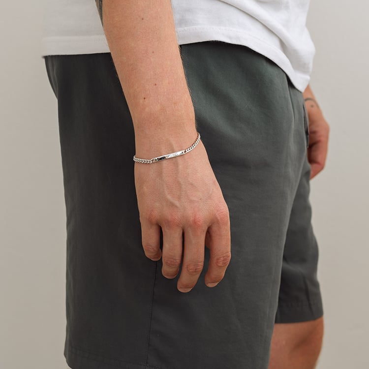 Strieborný panzer náramok s gravírom vašej voľby 129913