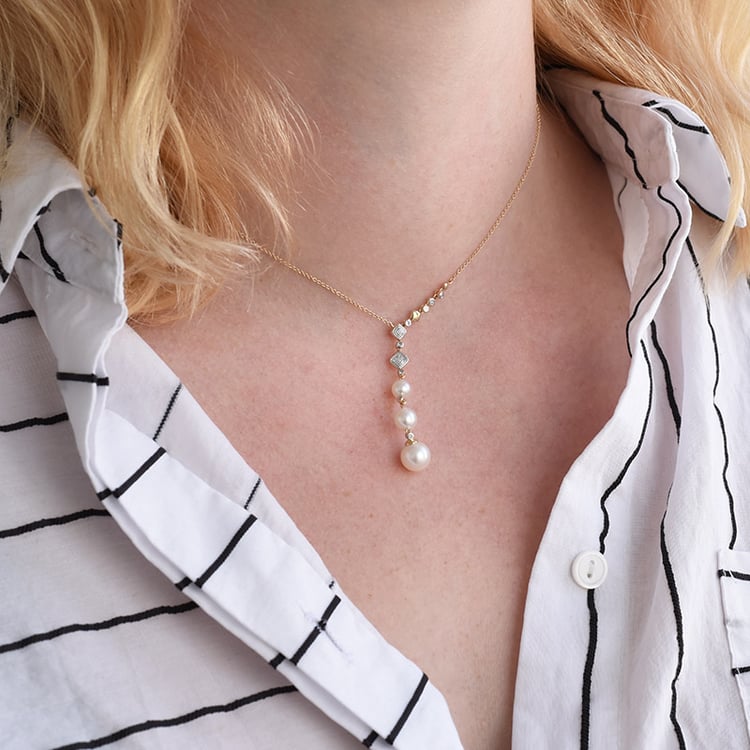 náhrdelník s perlami a diamantami 87197