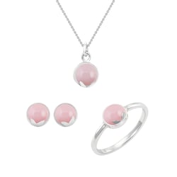 Zlatá kolekcia šperkov s cabochon ružovým opálom Verdi