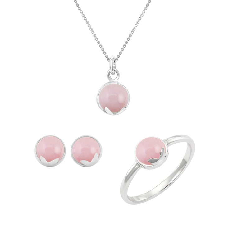 Zlatá kolekcia šperkov s cabochon ružovým opálom Verdi