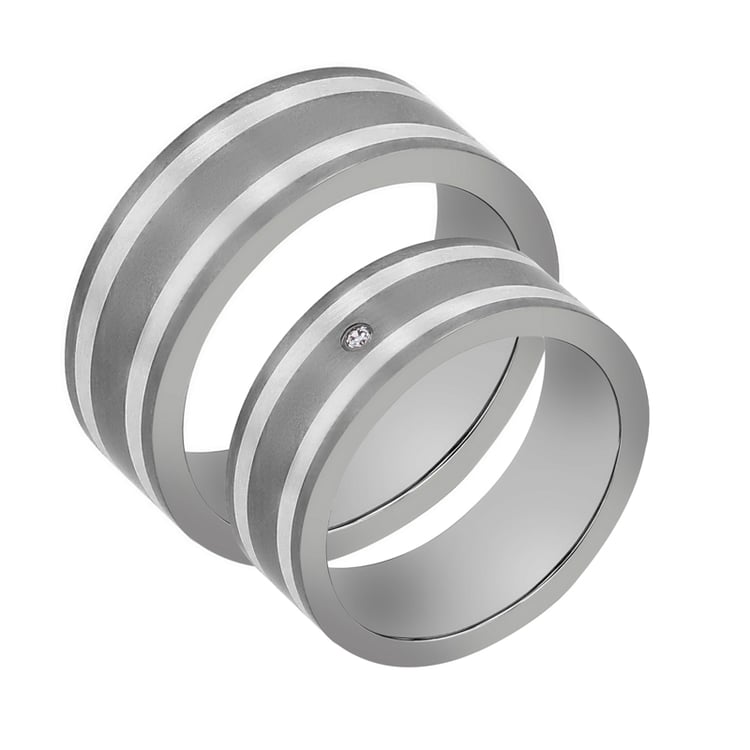 Snubné prstene z titánu a zlata s diamantom Nojus