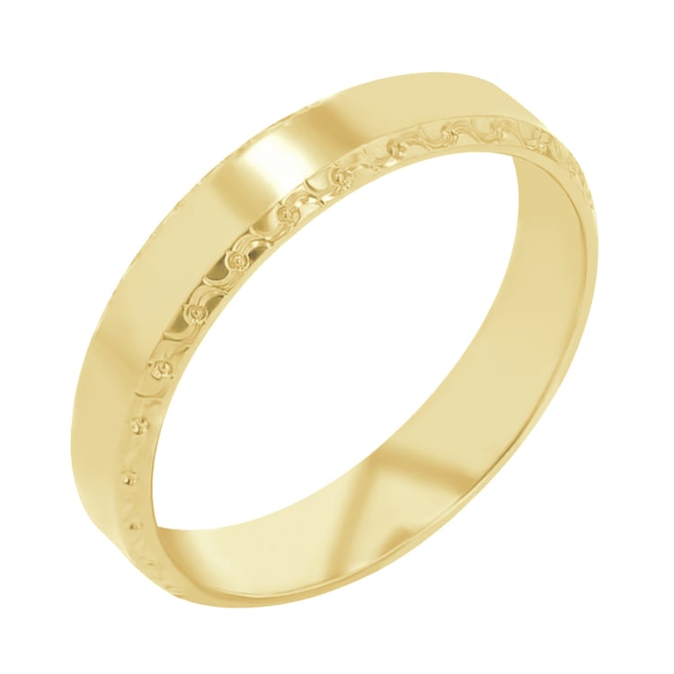 Zlaté svadobné obrúčky so zdobenými okrajmi Myron 113783