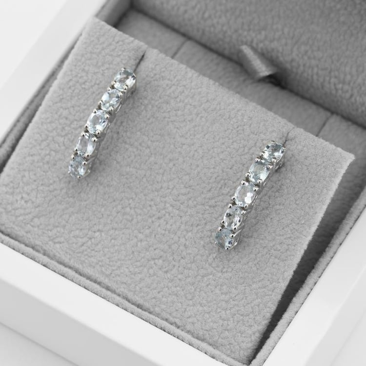 Strieborné akvamarínovej náušnice 49366