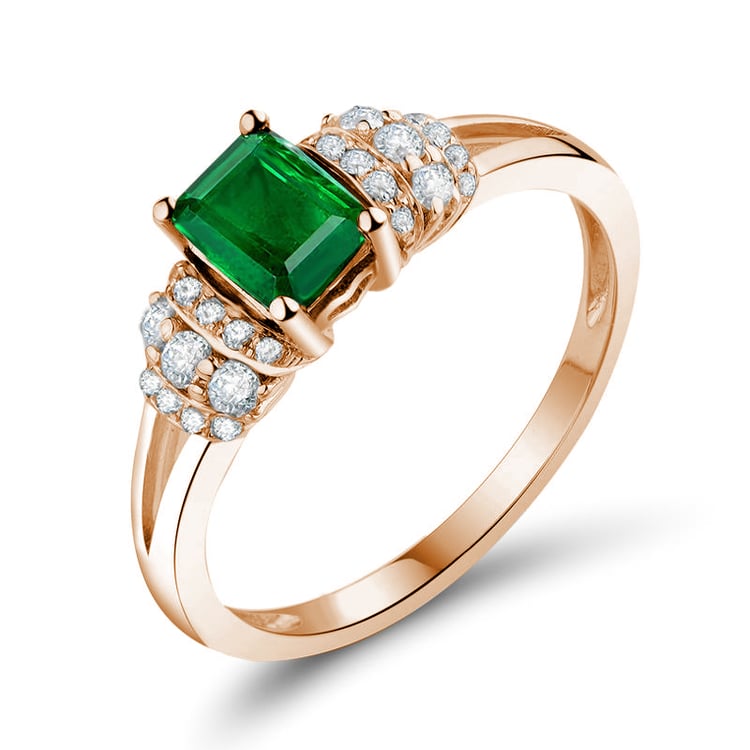 Zlatý prsteň s emerald smaragdom a diamantmi Lucan 146799