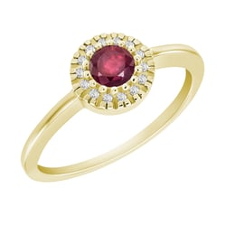 Zlatý prsteň s rubínom a diamantmi Vale