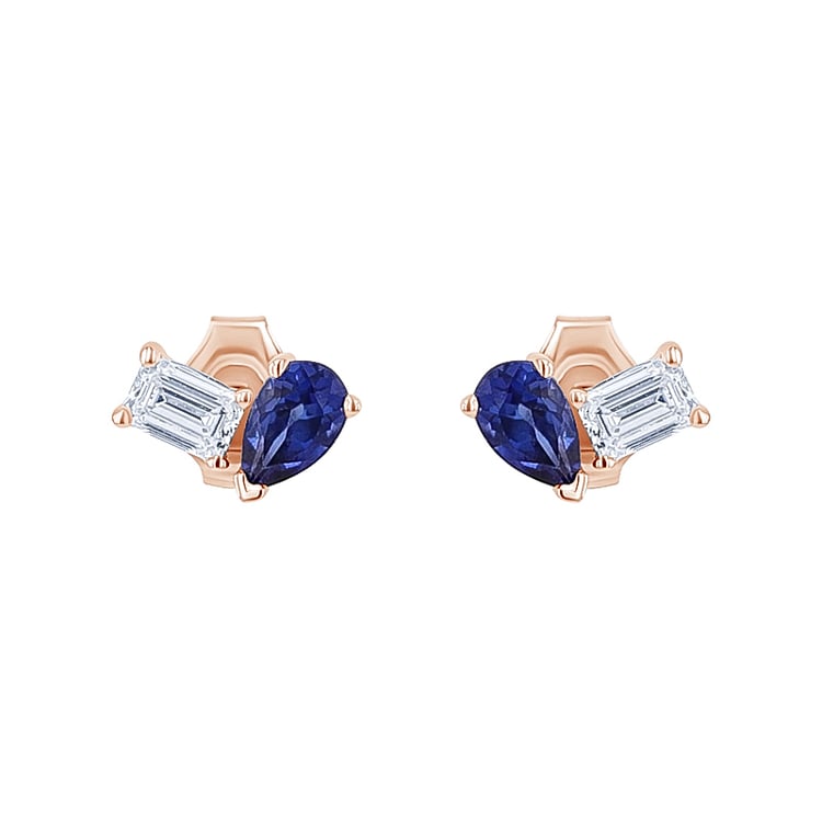 Náušnice Toi et Moi s lab-grown diamantom a zafírom Keris 134949