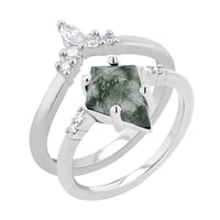 Set prsteňov s achátom a diamantmi Celeste