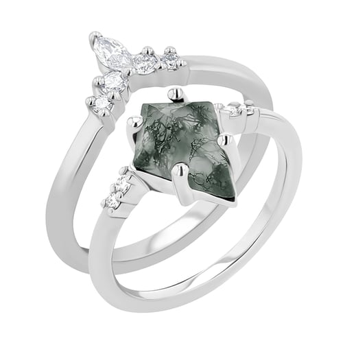 Set prsteňov s achátom a diamantmi Celeste