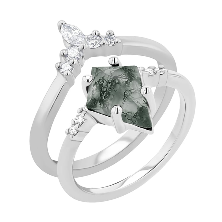 Set prsteňov s achátom a diamantmi Celeste