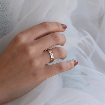 Zlaté dvojfarebné obrúčky s diamantom Sorrell