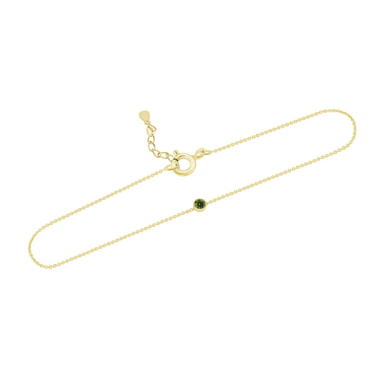 Strieborný minimalistický náramok so zeleným diamantom Lepio