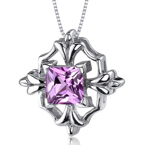 Náhrdelník s ružovým zafírom strieborný
