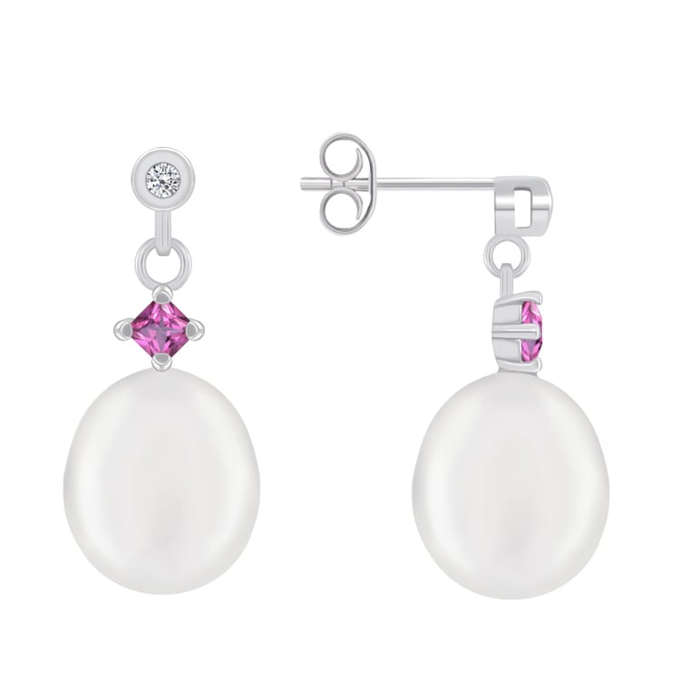 Zlaté náušnice so zafírmi a perlami 25066