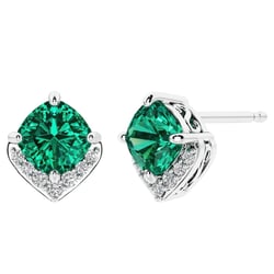 Strieborné náušnice so simulovanými smaragdmi Kosta
