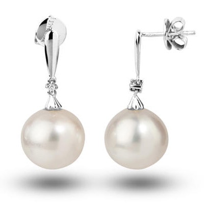 Diamantové náušnice s perlami 24986