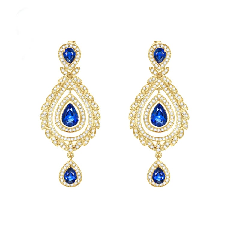 Visiace náušnice so zafírmi 84201