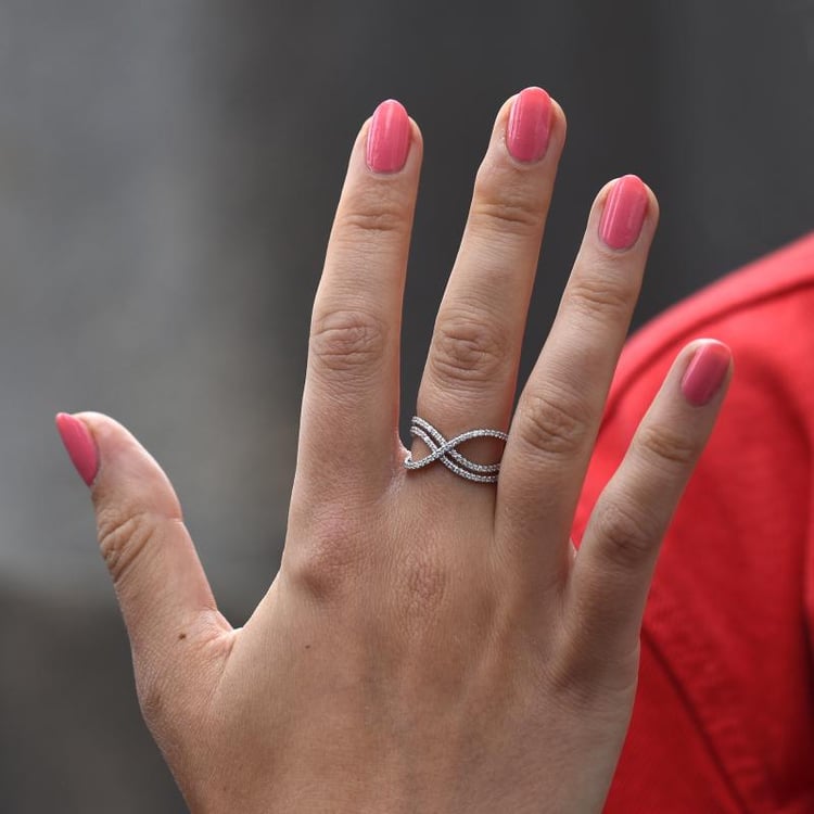 Zlatý dvojitý diamantový eternity prsteň 48039