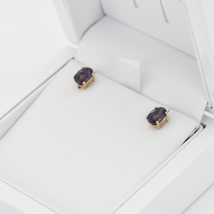 Zlaté alexandritové náušnice 15359