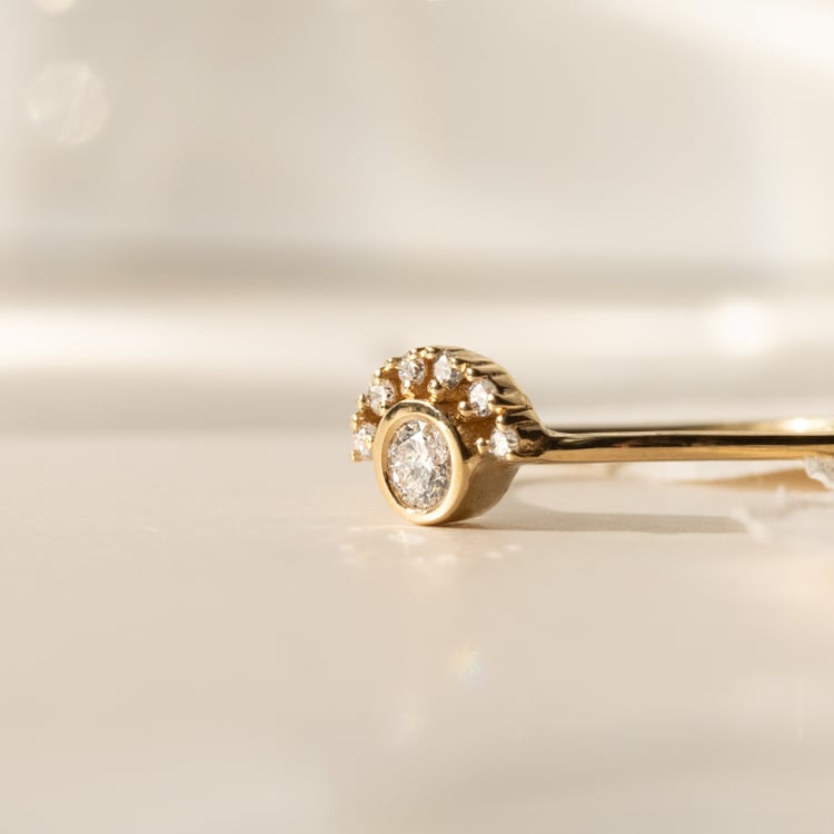 Half halo strieborný prsteň s lab-grown diamantmi Tiege 138927