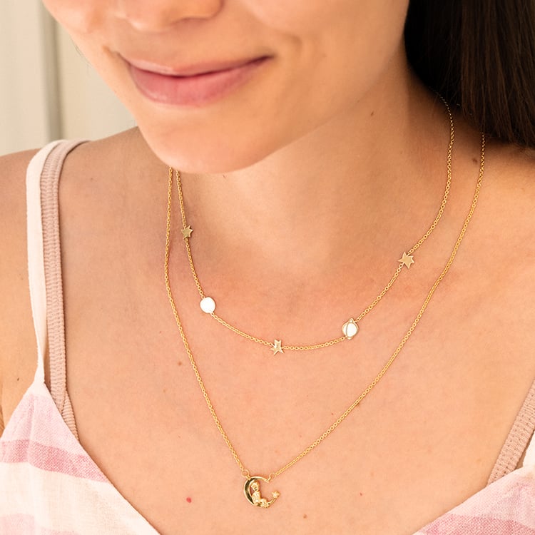 Strieborný náhrdelník v tvare mesiaca s diamantom Malý princ 148393