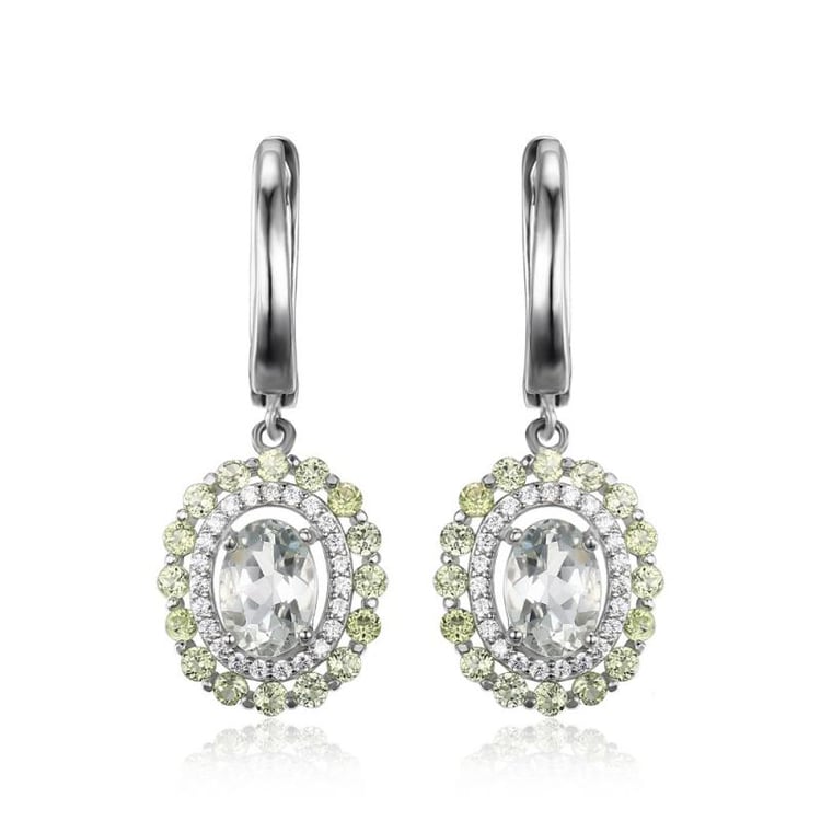 Ametystové náušnice s olivínmi a zirkónmi Batul