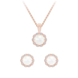 Zlatá perlová kolekcia náušnic a náhrdelníku s diamantmi Ladasha