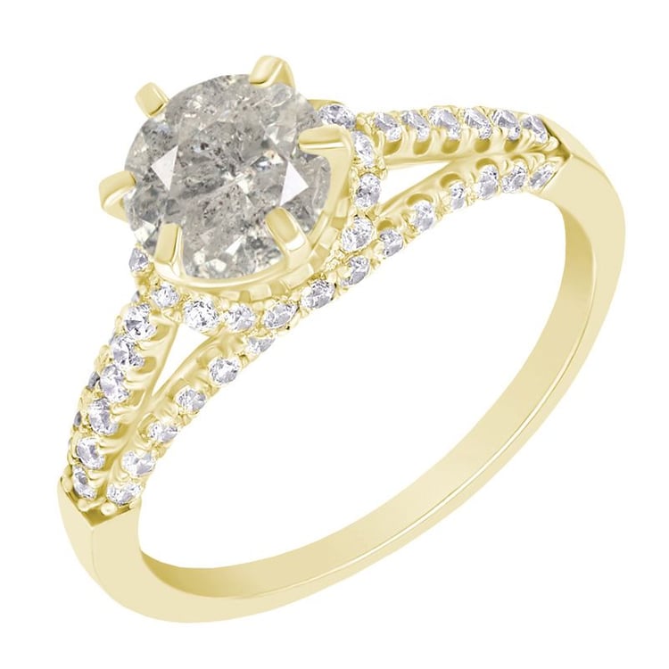 Halo zásnubný prsteň so salt and pepper diamantom Heshmy