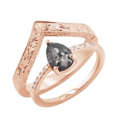 Set prsteňov so salt and pepper diamantom a lab-grown diamantmi Munro