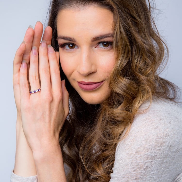 Ametystový eternity prsteň zo striebra 31424