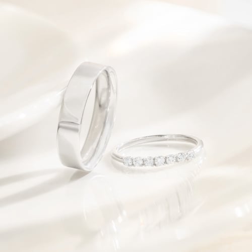 Eternity obrúčka s lab-grown diamantmi a pánsky plochý prsteň Virve
