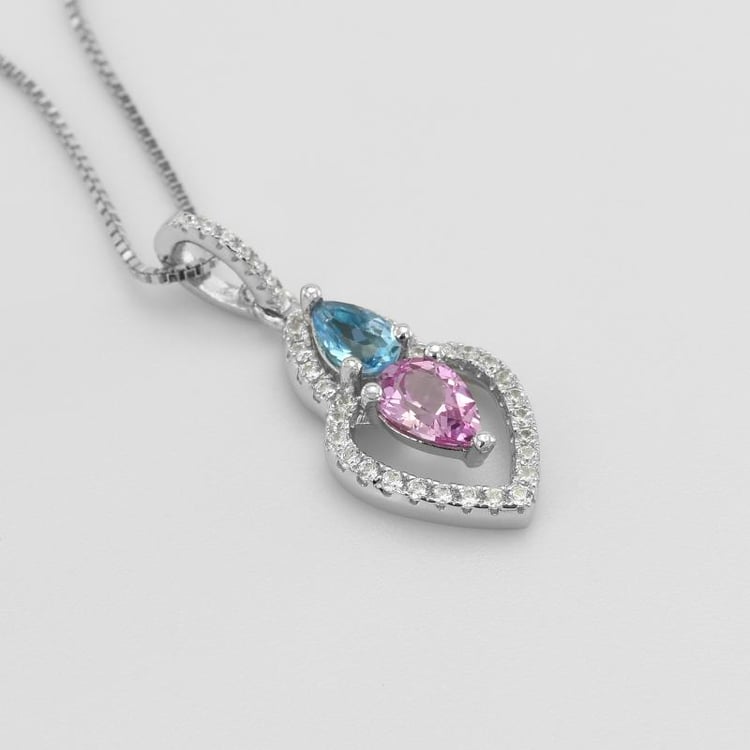 Prívesok s ružovým zafírom, topásom a zirkónmi 50650