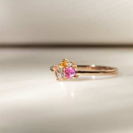 Cluster prsteň s morganitom, zafírom, citrínom a diamantom Merche