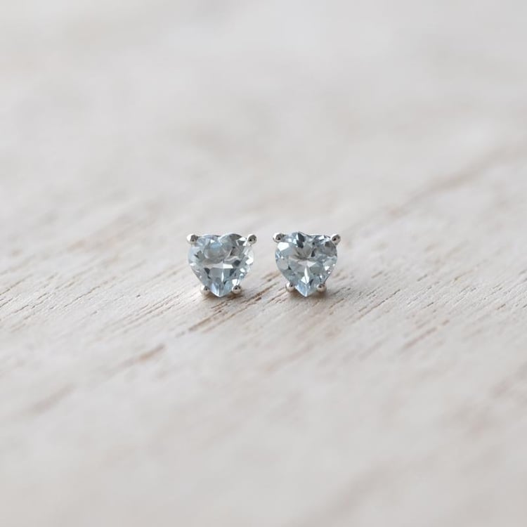 Náušnice so srdiečkovými akvamarínmi 52916