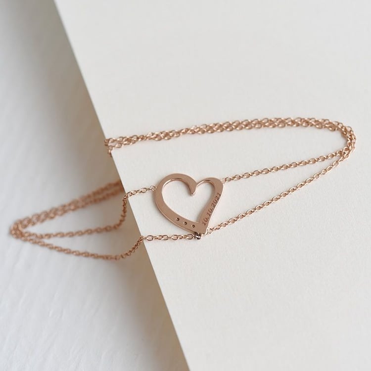 Dvojitý náramok v tvare srdca s diamantmi Katey 98442