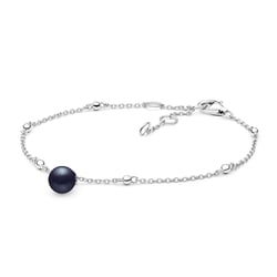 Náramok zo striebra s čiernou perlou Uzoma