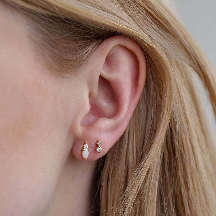 Cluster náušnice s opálom, moissanitom, diamantom a topásom Megaira 92296