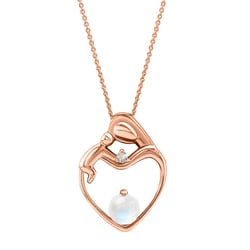 Prívesok matka a dieťa s mesačným kameňom a diamantom Heli