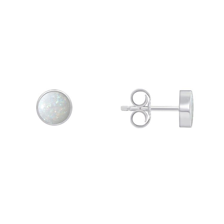 Minimalistické opálové náušnice z bieleho zlata 71680