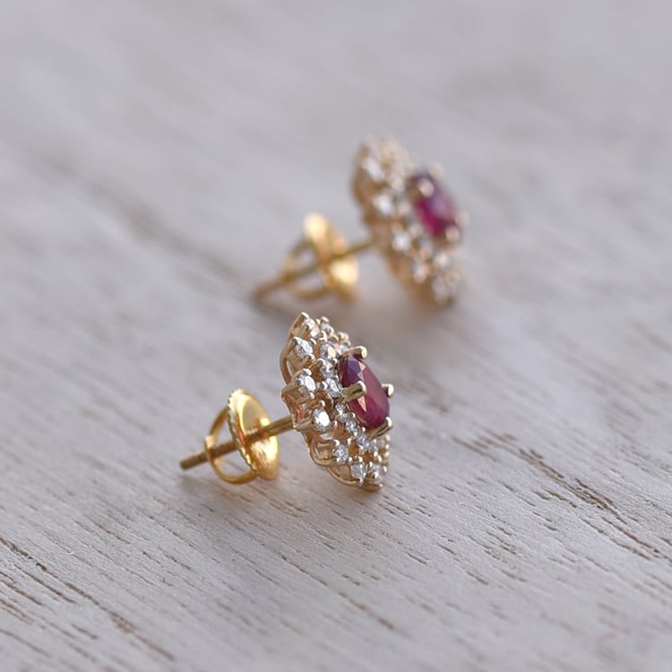 Zlaté náušnice s rubínmi 58735