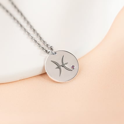 Zlatý prívesok so znamením a ametystom Ryby