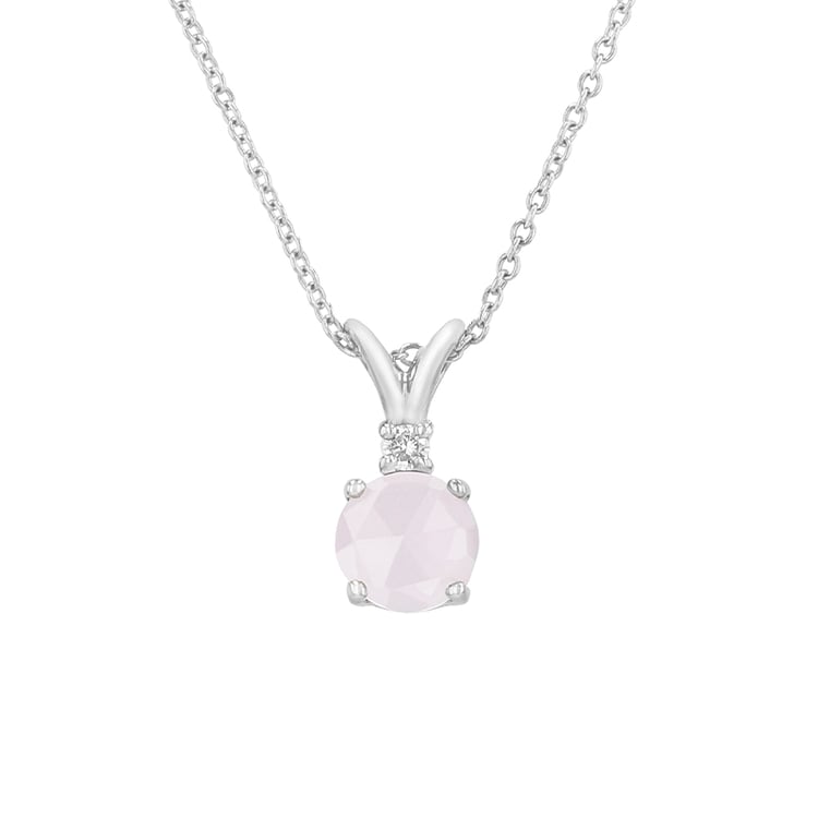 Prívesok z bieleho zlata s ruženínom a diamantom 79711