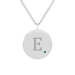 Platinový prívesok s modrým diamantom a gravírom písmena Rei