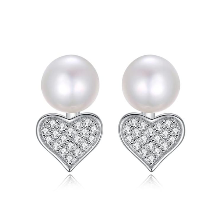 Strieborné perlové náušnice 2v1 zo zirkónmi Rianu