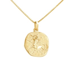 Zlatý prívesok so symbolmi znamenia zverokruhu Strelec