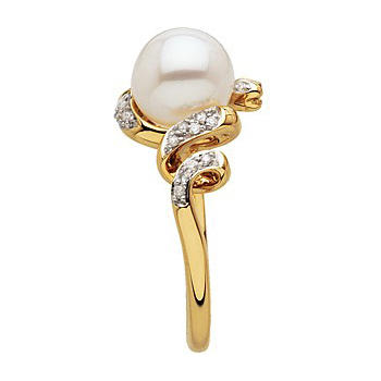 Perlový prsteň s diamantmi 53028