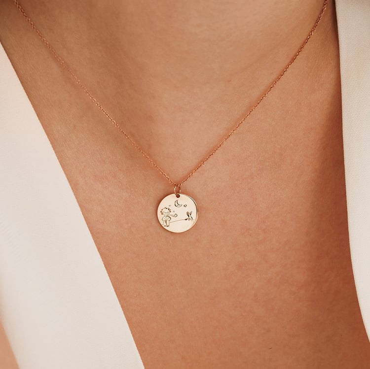 Zlatý prívesok Malý princ s líškou a gravírom 157465