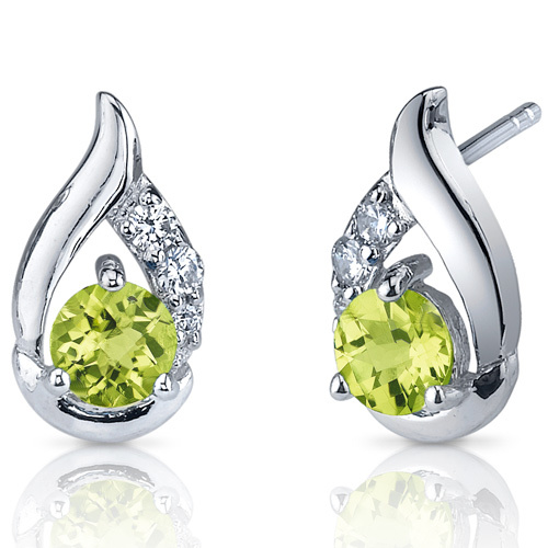 Strieborné náušnice s olivínmi a zirkónmi Anela